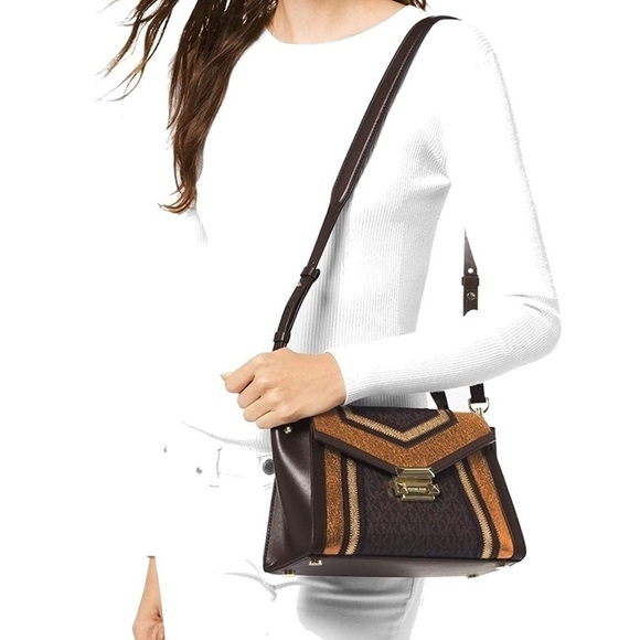 Michael Kors Whitney brown pale gold satchel bag - Picture 12 of 12